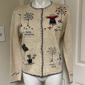 Christopher & Banks Embroidered Cardigan Sweater S Spring Summer Winter Fall NWT